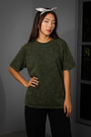 Olive Green Acid Washed Oversized Tee