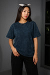 Navy Blue Acid Washed Oversized Tee