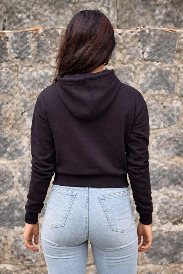 Black Cropped Hoodie