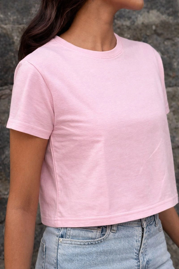 Light Baby Pink Crop Tee