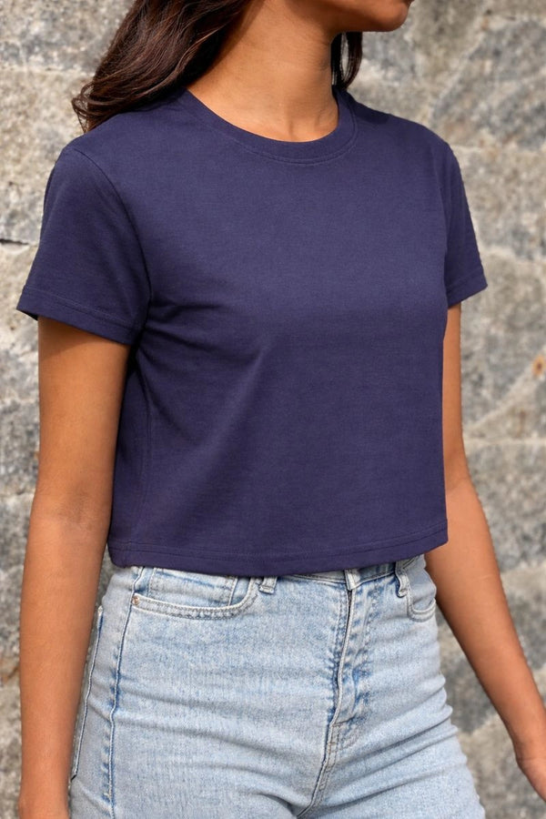 Navy Blue Crop Tee