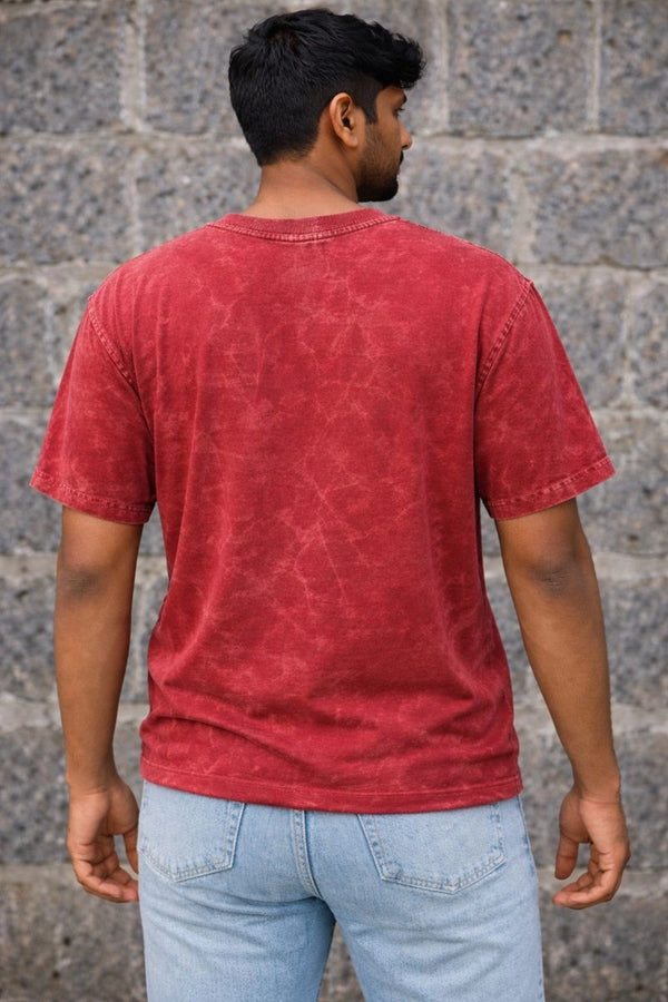 Maroon Acid Washed Oversized Tee