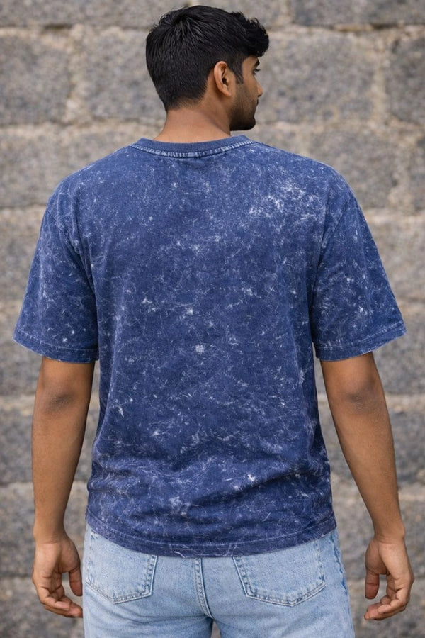 Navy Blue Acid Washed Oversized Tee