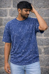 Navy Blue Acid Washed Oversized Tee