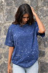 Navy Blue Acid Washed Oversized Tee