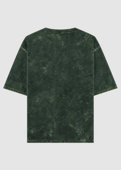 Bottle Green Acid Washed Oversized Tee