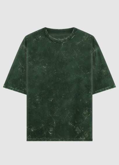 Bottle Green Acid Washed Oversized Tee