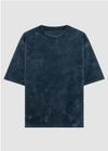 Navy Blue Acid Washed Oversized Tee