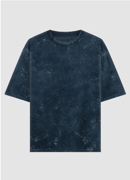 Navy Blue Acid Washed Oversized Tee