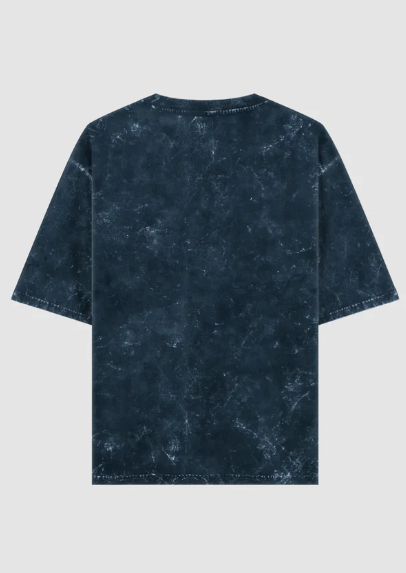 Navy Blue Acid Washed Oversized Tee