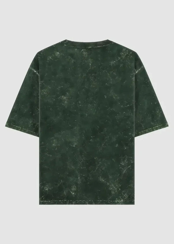 Bottle Green Acid Washed Oversized Tee