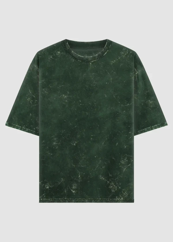 Bottle Green Acid Washed Oversized Tee
