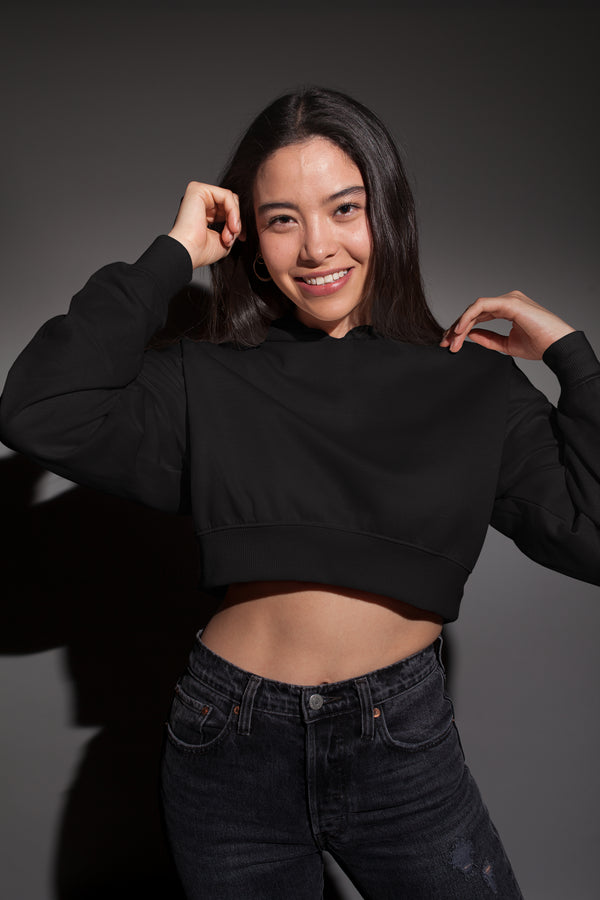 Black Cropped Hoodie