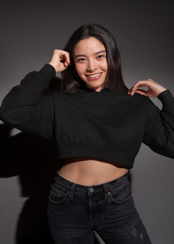 Black Cropped Hoodie