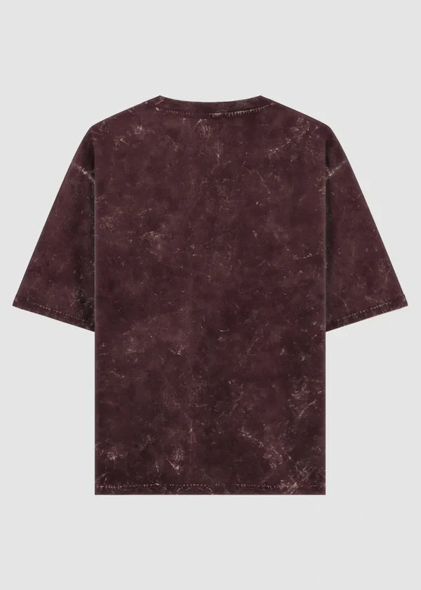 Maroon Acid Washed Oversized Tee