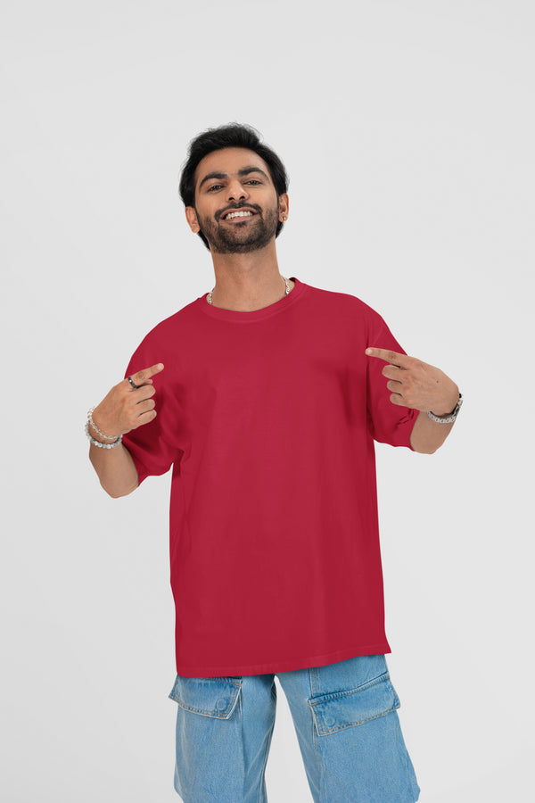 Maroon Men's Oversized T-Shirt