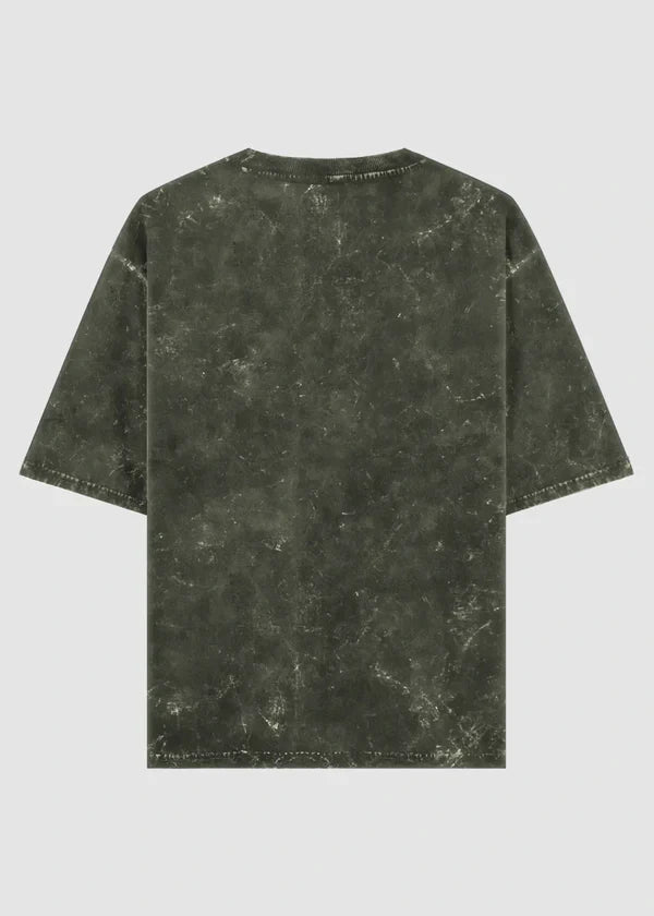 Olive Green Acid Washed Oversized Tee