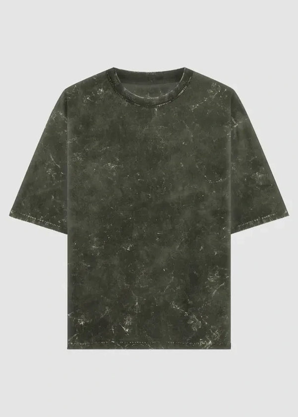 Olive Green Acid Washed Oversized Tee