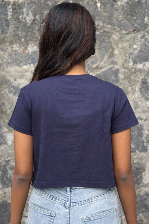 Navy Blue Crop Tee