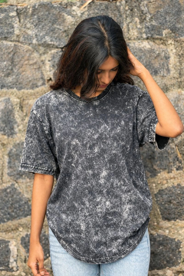 Black Acid Washed Oversized Tee