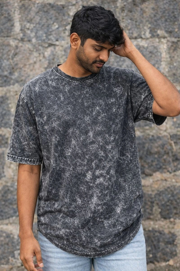 Black Acid Washed Oversized Tee