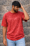 Maroon Acid Washed Oversized Tee