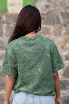 Bottle Green Acid Washed Oversized Tee