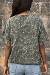 Olive Green Acid Washed Oversized Tee