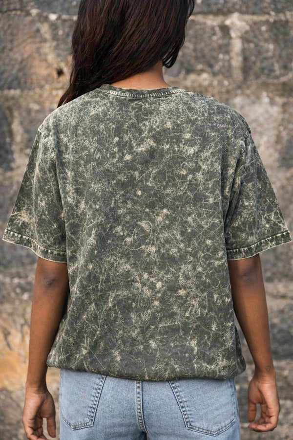 Olive Green Acid Washed Oversized Tee