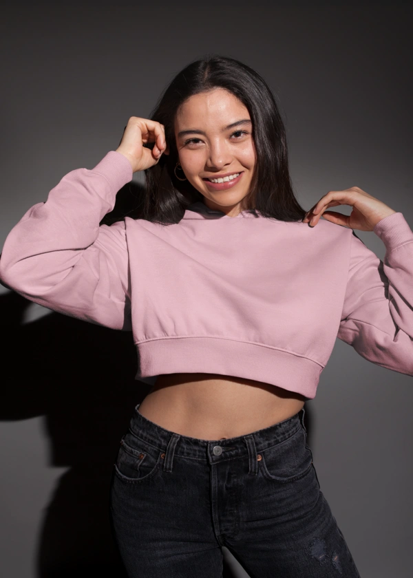 Light pink Cropped Hoodie