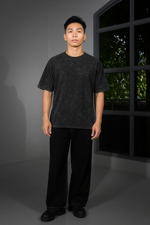 Black Acid Washed Oversized Tee