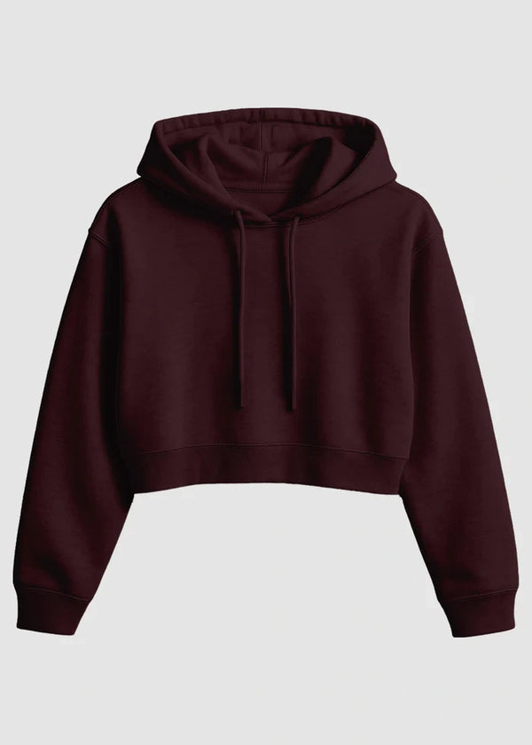 Marron Cropped Hoodie
