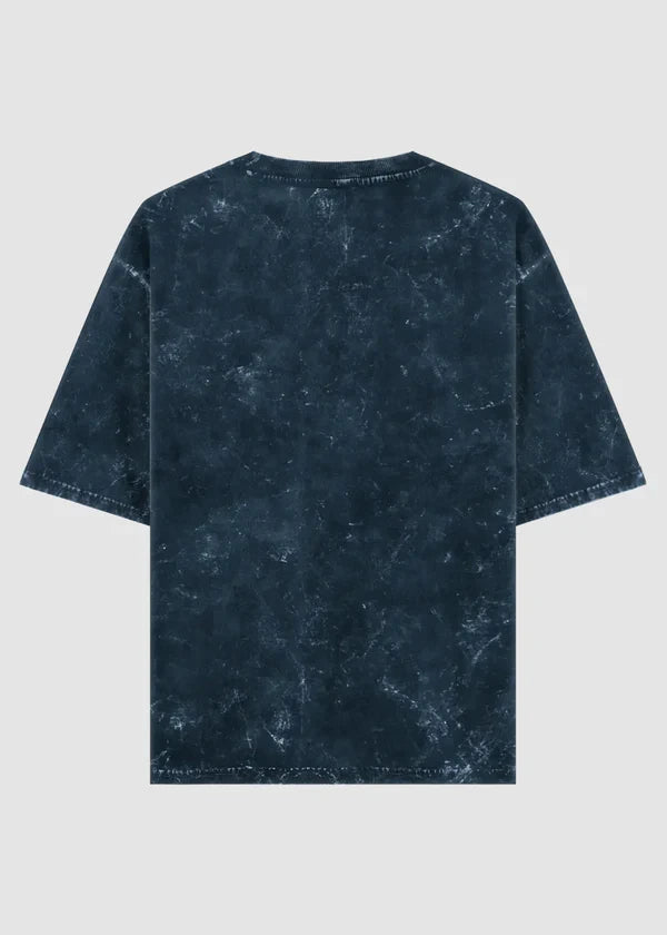 Navy Blue Acid Washed Oversized Tee